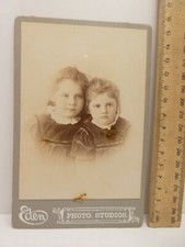 ANTIQUE CABINET PHOTOGRAPH PORTRAIT 2 GIRLS MONA & OLGA JOHNSTON EDEN STUDIOS