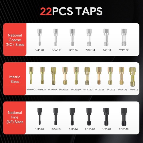 49PC Thread Repair Tool UNC UNF Metric Thread Restorer Chaser Kit - Picture 10 of 11