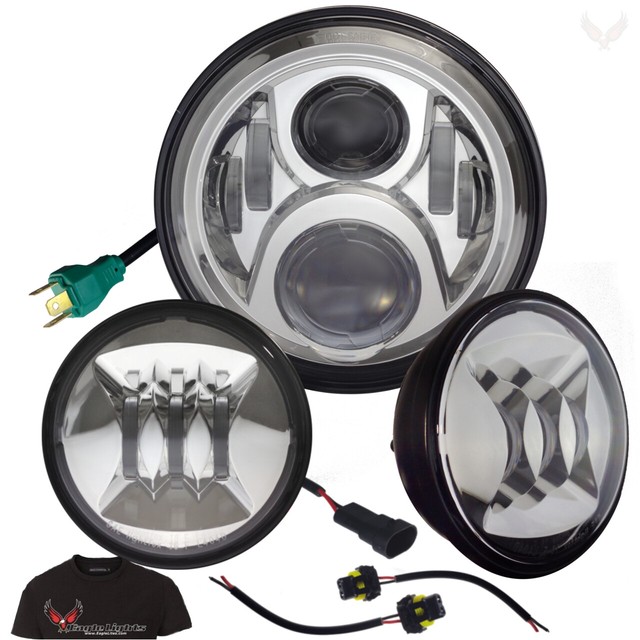 Eagle Lights Chrome Gen 2 7" Harley LED Headlight Kit w/ Generation 2
