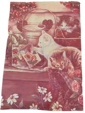 Cat Kitten Garden Flag Banner Flowers Spring Pink 37  x25  