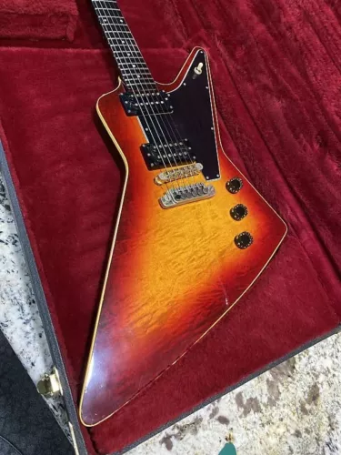 Cherry Burst 1981 Explorer Electric Guitar E2 CMT Flame Maple Top Heritage MAD