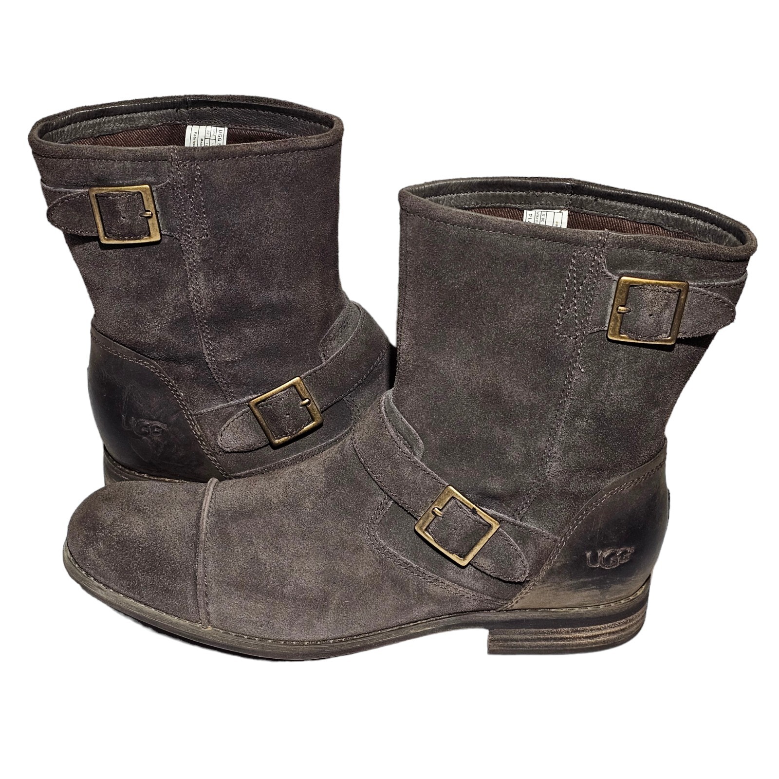 UGG Boots Lancing Men’s 13 Suede Cap Toe Motorcycle Pull On Ankle Gray