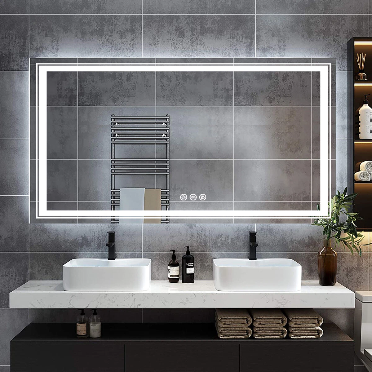 LED Bathroom Vanity Mirror Wall Mounted Anti Fog Memory Dimmable