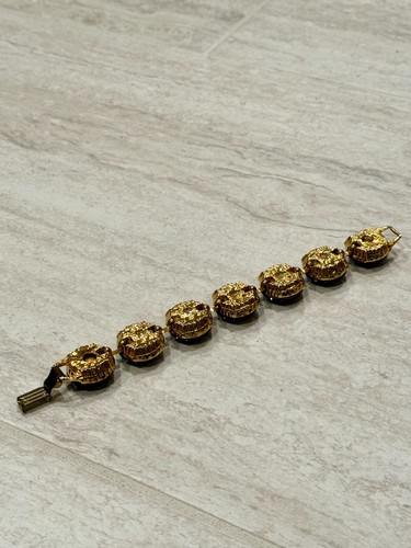 Pulsera De Colección Grande Facetado Vidrio Púrpura Estrás Declaración Joyería Patrimonial - Imagen 7 de 10