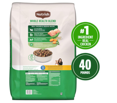Nutrish Real Chicken & Veggies Recipe Whole Health Blend Dry Dog Food, 40 lb. Ba