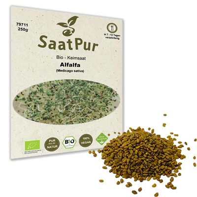Alfalfa Bio Keimsprossen (9,75 /100g) Sprossensaat Keimsaat Alfa Luzerne 250g