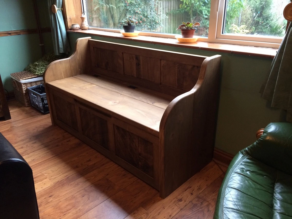 4ft Rustic Style Window Seat Bench Settle Pew with Storage MADE TO ANY SIZE
