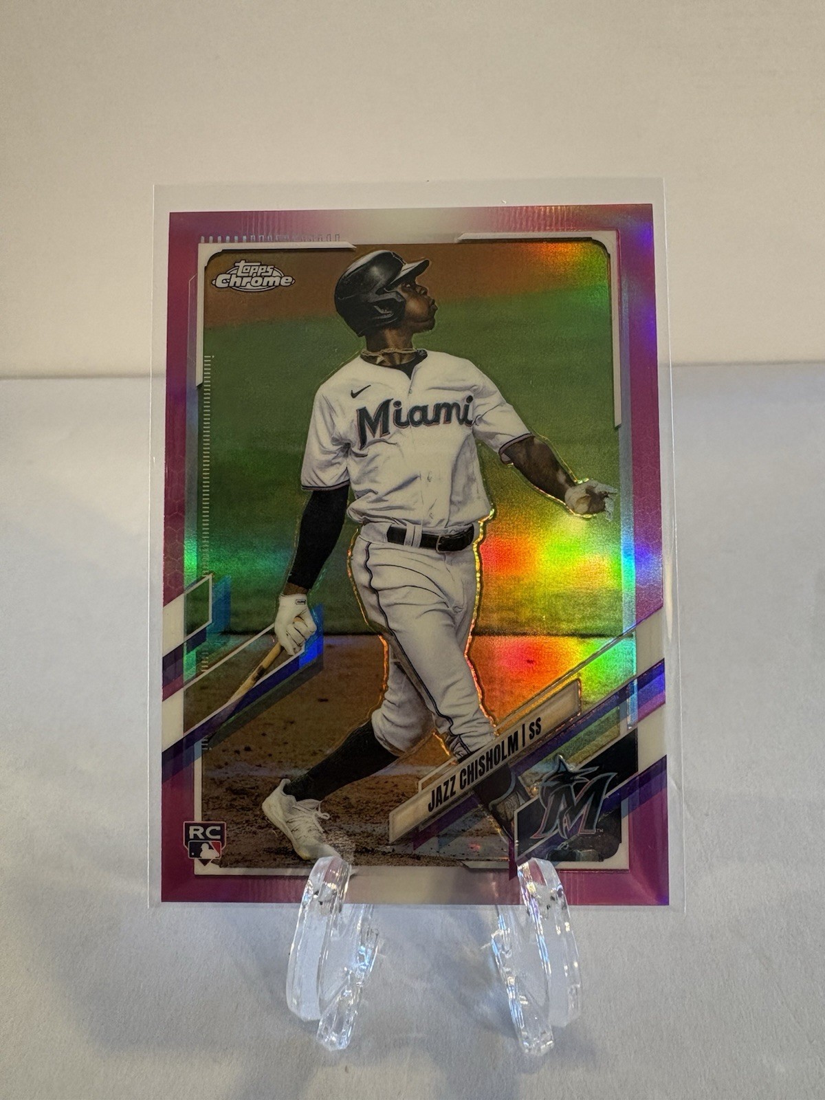 2021 Topps Chrome - Jazz Chisholm #144 Pink Refractor (RC) (Z)
