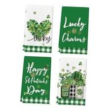 Buffalo Plaid Shamrock St. Patrick's Day Kitchen Towels Dish Towels, 18x26