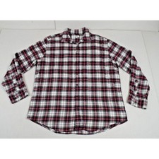 Plaid Flannel Shirt Size XL Croft Barrow Maroon Ivory Shadow Grunge c.2019