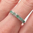 925 Sterling Silver Vintage Real Round-Cut Emerald & C Z Ring Size 8.25