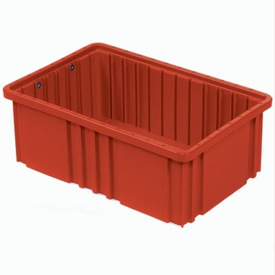 Plastic Dividable Grid Container 22-1/2''L x 17-1/2''W x 8''H Red Lot of 3