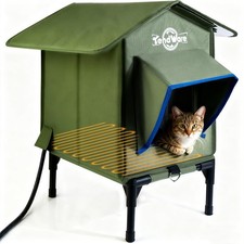 Heated Cat House for Outside Outdoor Cat House with Elevated Base Cat-Attract...