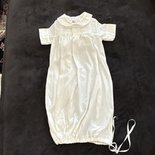 Vtg Baby Christian Dior Designer Gown Ivory Drawstring Pintuk lace
