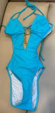 OP Ocean Pacific One Piece Bathing Swimsuit Womens Xsmall Aqua Stretch NEW