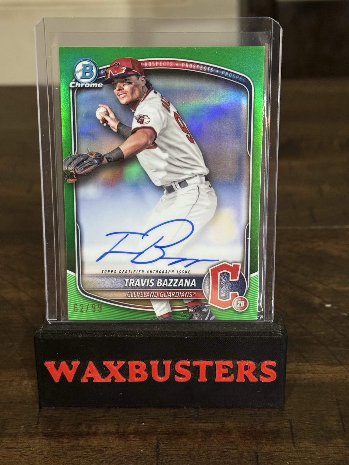TRAVIS BAZZANA 2025 BOWMAN CHROME TRUE GREEN REFRACTOR AUTO /99 CPA-TB 🔥💎