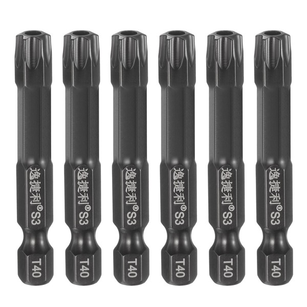 "6 StüCk T40 Magnetische Torx-Schraubendreherbits 1/4\" FüR Hex Schaft 50Mm"-image
