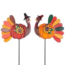YEAHOME Thanksgiving Decorations Outdoor, 2PCS Turkey Decorative Orange