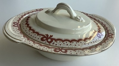 Vintage Burleigh Tudor Deckelterrine / Servierschale - 30er Jahre - 22,5 cm - sehr guter Zustand
