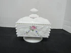 Vintage Westmoreland Milk Glass Roses Pedestal Candy Dish w/Lid