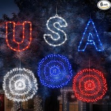Aurelema 6 Pcs 4th of July Fireworks Lights Outdoor Patriotic  Free Shipping
