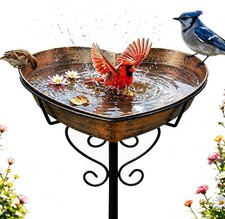 Metal Heart Bird Bath 2.17" Deep 12.1" Easy-Clean Removable Bowl