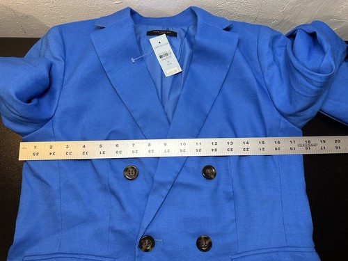 NWT Ann Taylor Blue Linen Blend Double Breasted Blazer Women’s Size 4 PETITE - Picture 7 of 10