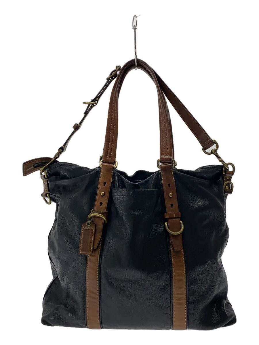 Coach Black Leather Tote Bag 11x37x19 Pre-Owned Vintage Style
