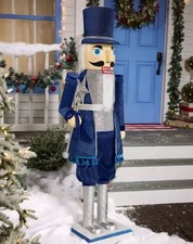 63" ANIMATED NAVY BLUE NUTCRACKER CHRISTMAS ANIMATRONIC PROP