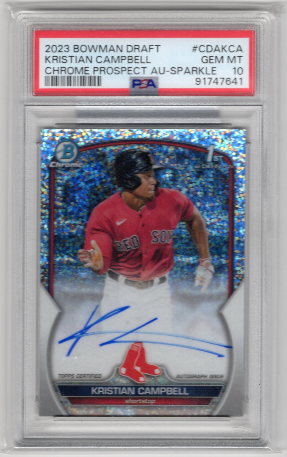 2023 Bowman Draft Chrome Auto Kristian Campbell Sparkle /71 Psa 10 #CDAKCA Pop18