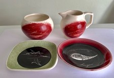 4 x Scottish Studio Pottery Pieces by Alistair Dunn, Cromarty - Sgraffito Design