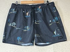 Rip Curl Mens Large Gray Lay Days Palm Trees Surfing Print Board Shorts Trunks