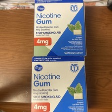 Lot of 2 Kroger Nicotine Gum 4mg Coated Ice Mint 160 Pieces Exp July 2026