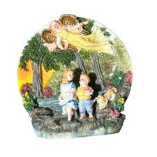 Unbranded Multicolor Guardian Angel Children Dog Resin 3D Plaque Figurine Small