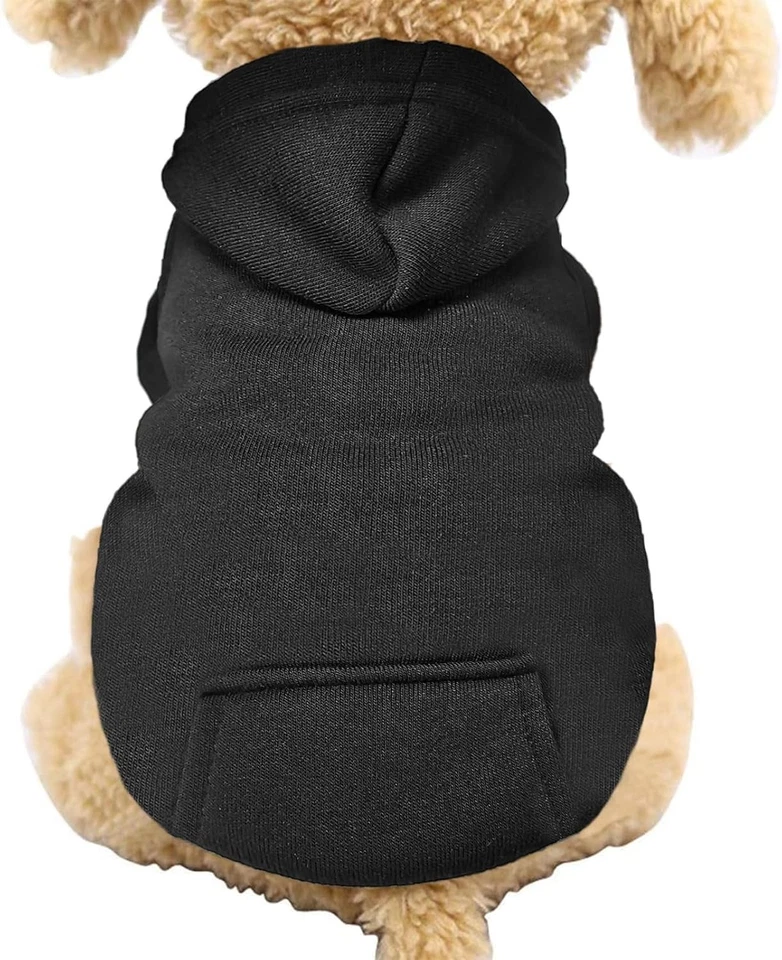 Moletom com capuz preto clássico para cachorros com bolsos - Ideal para chihuahua e animais de estimação pequenos - Imagem 3 de 4