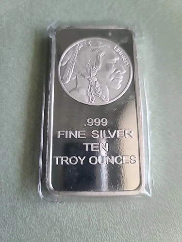 New Listing10 troy ounces Silver  .999 Bullion Indian Head Buffalo Design, Sealed