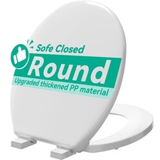 Toilet Seat, Round Toilet Seat with Slow Close Hinges, Never Loosen, Easy Ins...