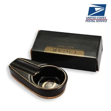 Galiner Cigar Ashtray Holder 1 Slot Cigar Cigarette Cool Traveler Black Ashtrays