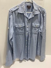 Michael Kors Dress Shirt Blue Mens Large Long Sleeve Button Up