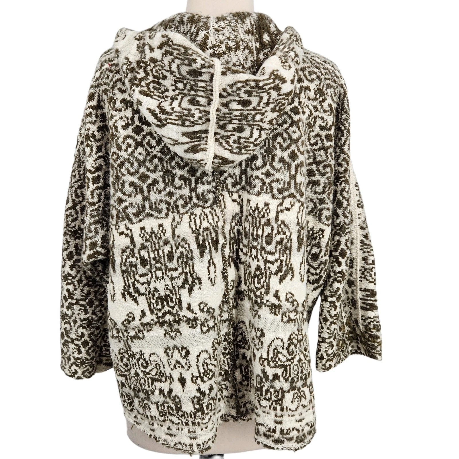 OFF WHITE Free People Raggy Felpa con Cappuccio Maglia Maglione Oversize Small