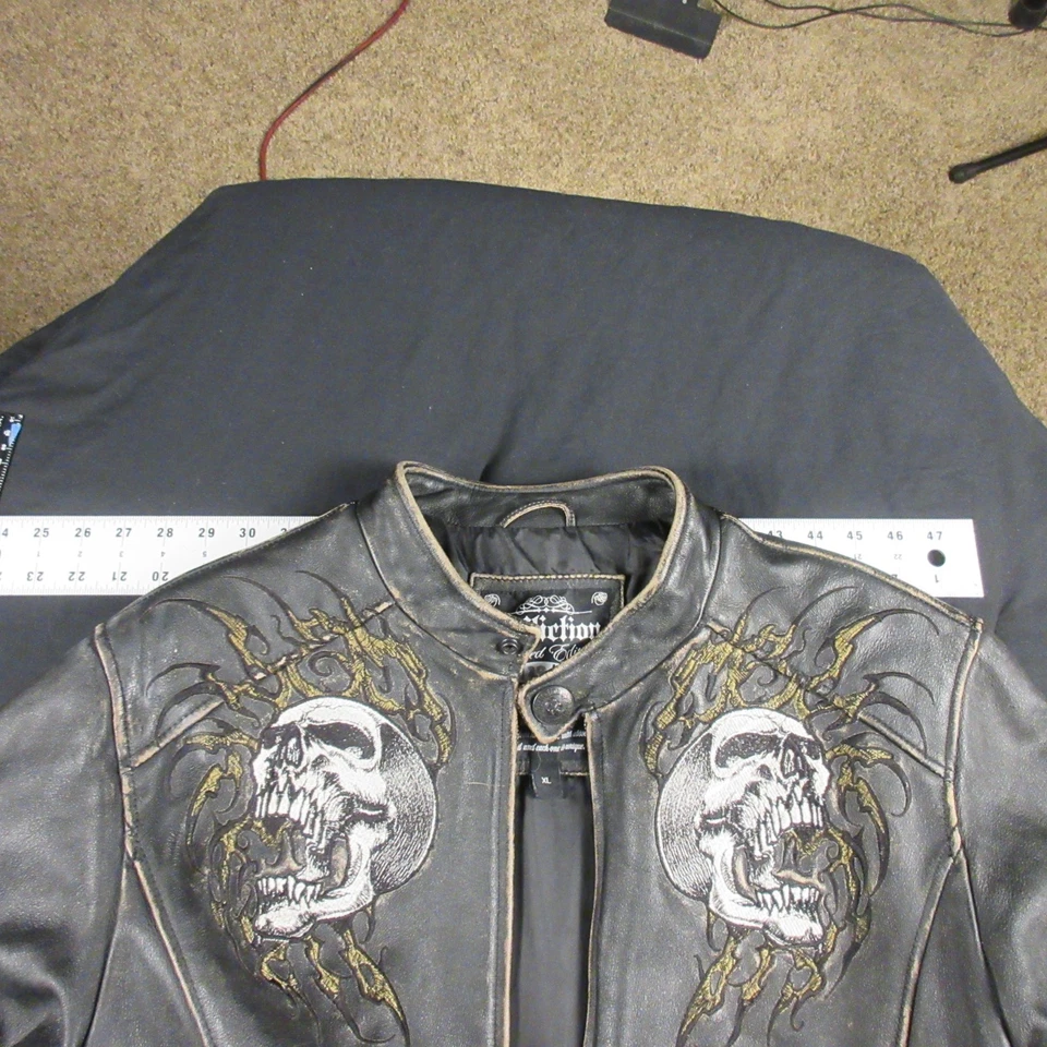 Affliction Leather Jacket - Limited Edition - Size XL twin skulls RARE Y2K - Image 2 of 4