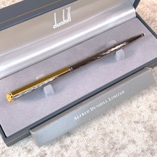 Penna a sfera Dunhill vintage gemma metallo grigio oro clip con custodia