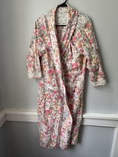 VTG 80s Victoria  s Secret Gold Label White Floral Cotton Lace Robe S Belt Missin