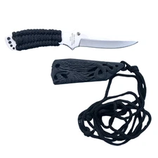 Maxam Tactical Fixed Knife | 7" Paracord Handle Neck Knife w/ Eagle Sheath