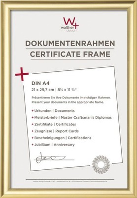 Urkunden-Bilderrahmen Trendstyle A4 gold