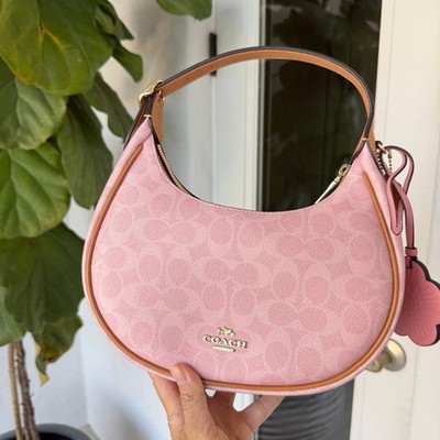 Coach CDW86 Emily Shoulder Bag Signature Canvas With Charms Powder
