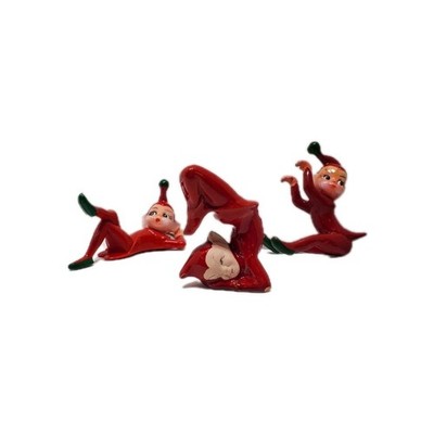 Vtg 1950s Christmas Pixie Elves 3 PC LOT Santa Elfs MCM Ornaments Rubber Sitter