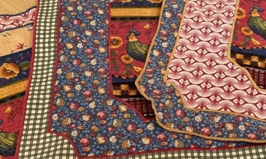 3er Set Französisch Land Mediterran HAHN Tischsets Landhaus Bunt