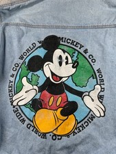 Vtg Mickey  Co Denim Jacket Light Wash USA Disney World Wide Graphic Size 36