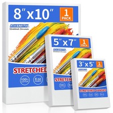 Stretched Canvas for Painting, 3"x5", 5"x7", 8"x10", Pack of 3, PrePrimed Can...